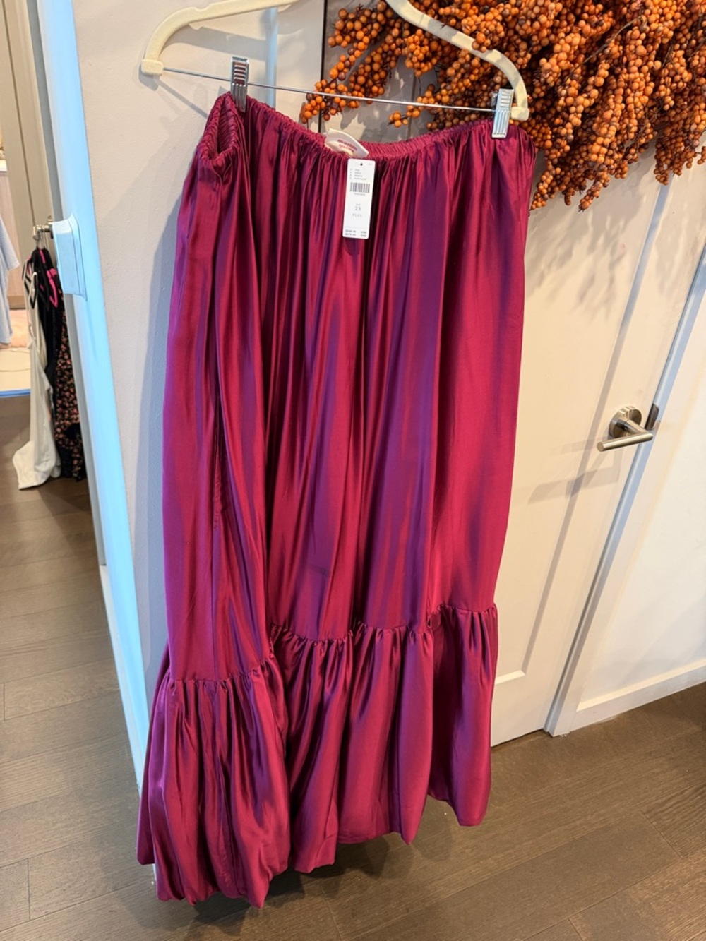 Anthropologie Magenta Strapless Tiered Maxi Dress